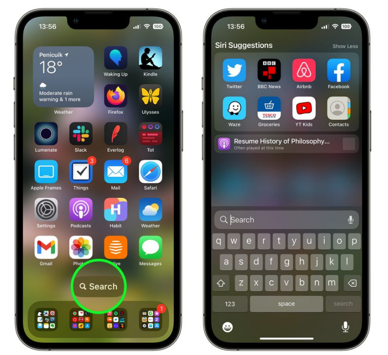 滦县苹果手机维修分享升级到 iOS 16 后，如何删除主屏幕上的搜索按钮 